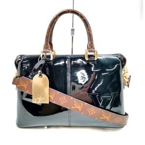 Louis Vuitton LV Handbag M54626 Miroir Black Patent LV Canvas Top Handle Tote
